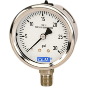 WIKA 232.53 Pressure Gauge, SS, SS Case, 2-1/2", lower mount, 1/4", Dry, 0-160 PSI